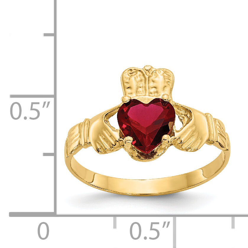 14k January CZ Birthstone Claddagh Ring-R487