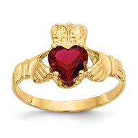 14k January CZ Birthstone Claddagh Ring-R487