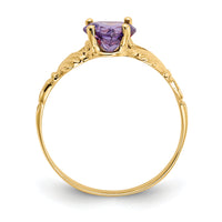 14k February CZ Birthstone Claddagh Ring-R488