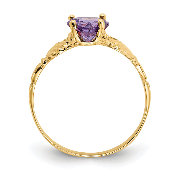 14k February CZ Birthstone Claddagh Ring-R488