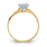 14k March CZ Birthstone Claddagh Ring-R489