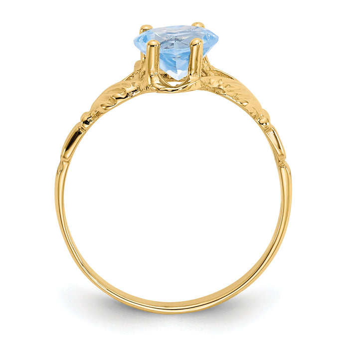 14k March CZ Birthstone Claddagh Ring-R489