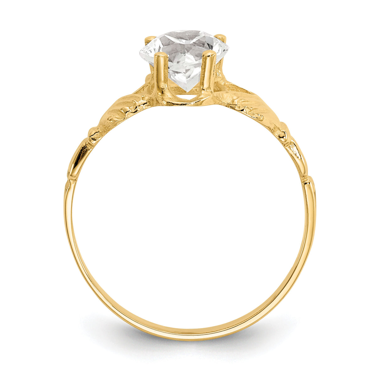 14k April CZ Birthstone Claddagh Ring-R490