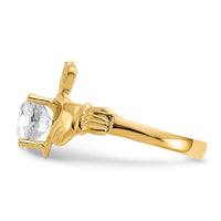 14k April CZ Birthstone Claddagh Ring-R490