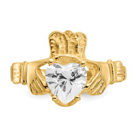 14k April CZ Birthstone Claddagh Ring-R490