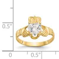 14k April CZ Birthstone Claddagh Ring-R490