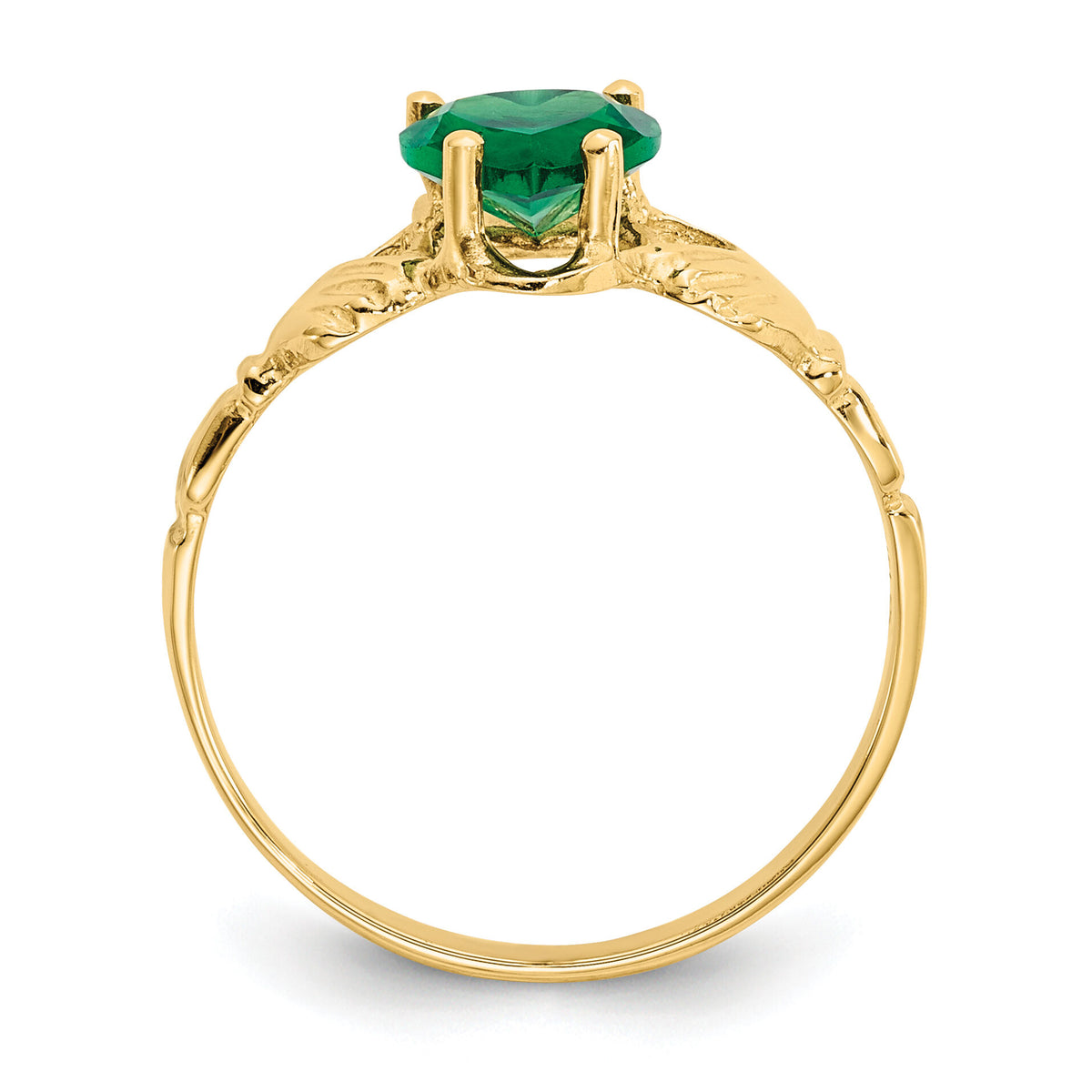 14k May CZ Birthstone Claddagh Ring-R491