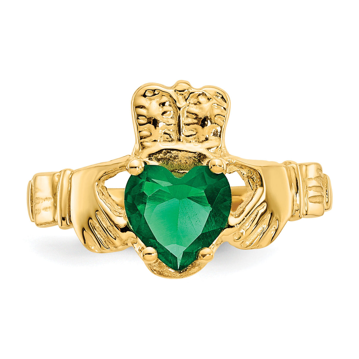 14k May CZ Birthstone Claddagh Ring-R491
