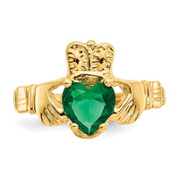 14k May CZ Birthstone Claddagh Ring-R491