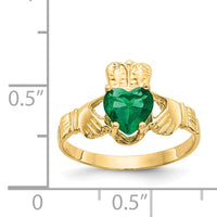 14k May CZ Birthstone Claddagh Ring-R491
