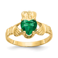 14k May CZ Birthstone Claddagh Ring-R491