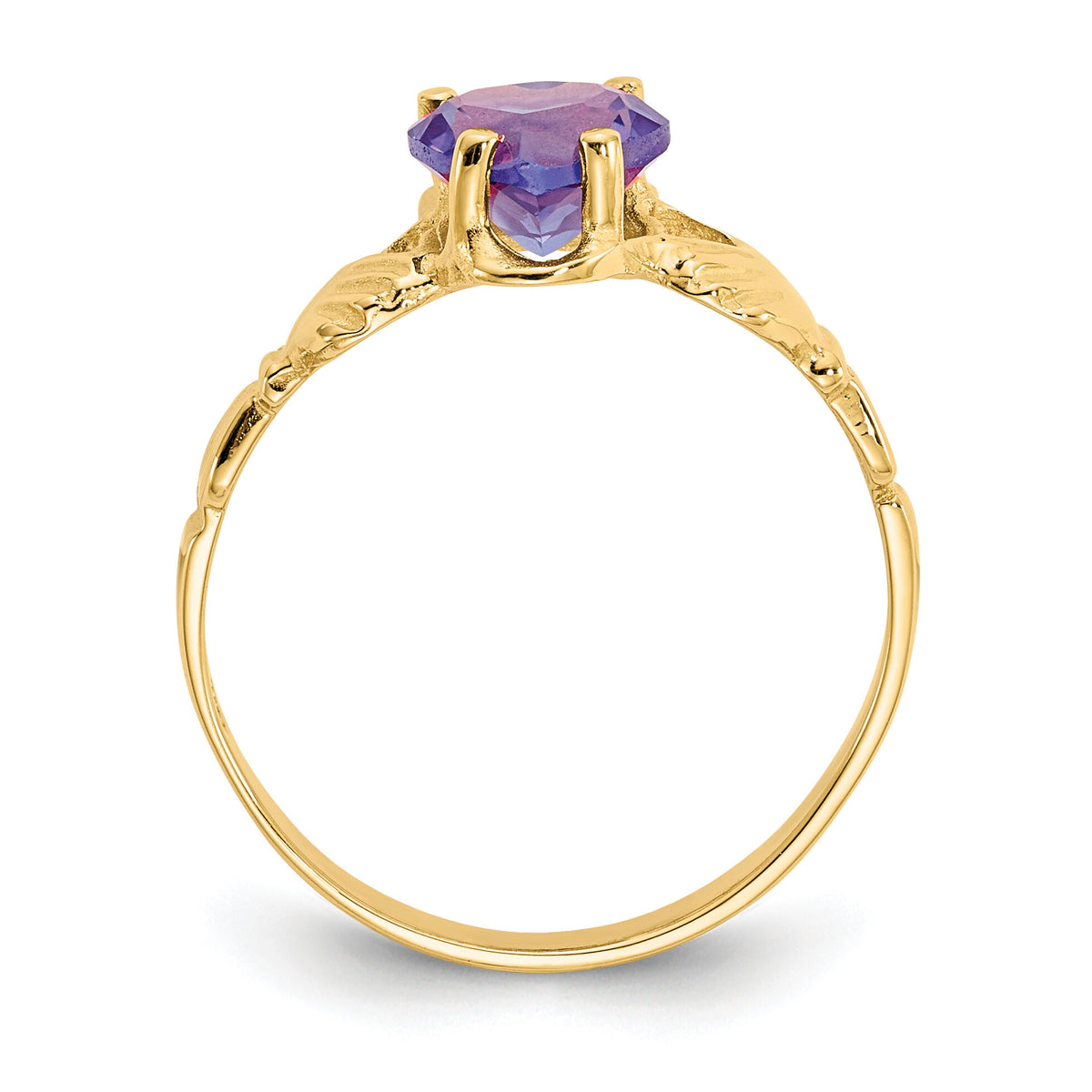 14k June CZ Birthstone Claddagh Ring-R492