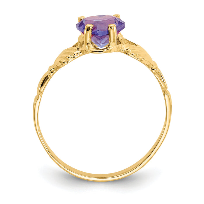 14k June CZ Birthstone Claddagh Ring-R492