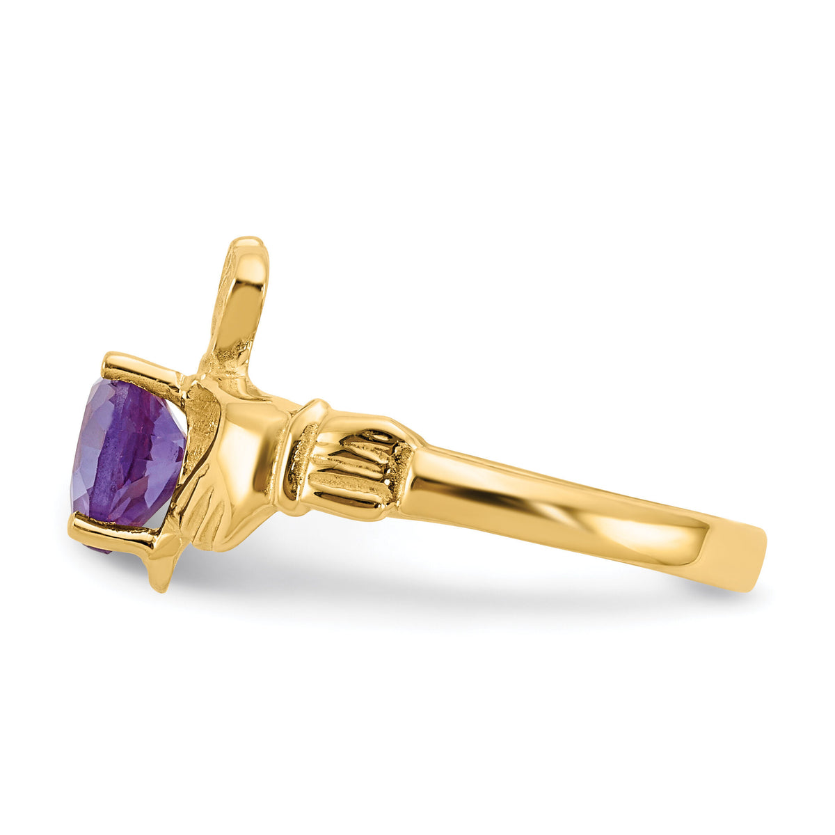 14k June CZ Birthstone Claddagh Ring-R492
