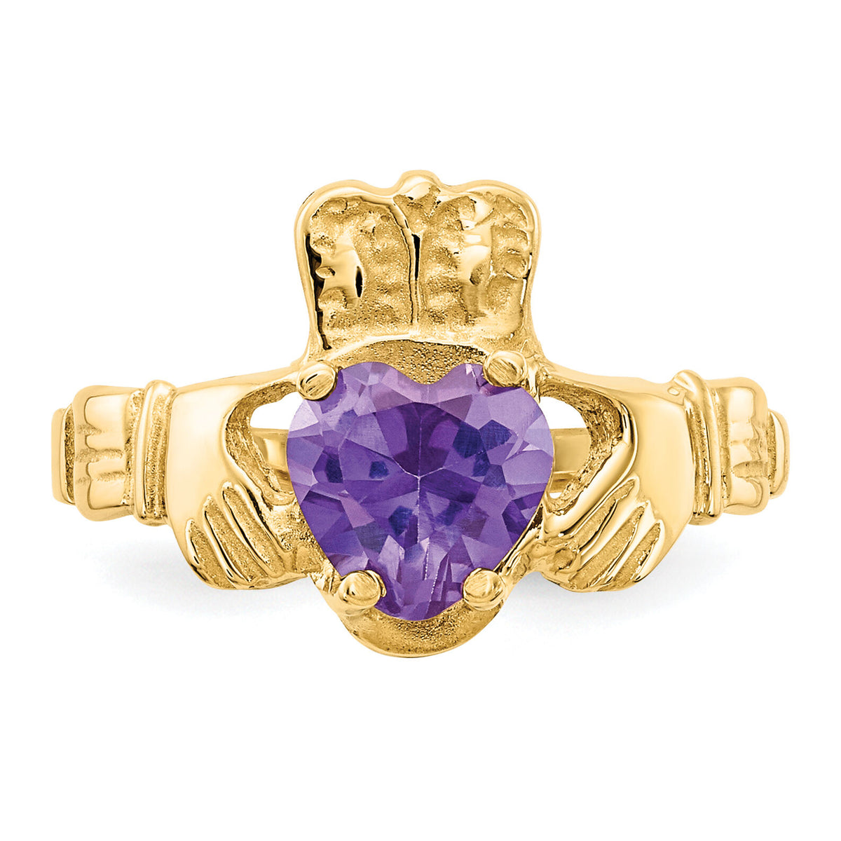 14k June CZ Birthstone Claddagh Ring-R492