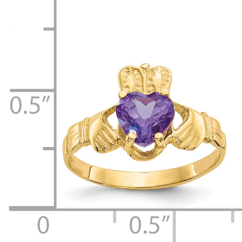 14k June CZ Birthstone Claddagh Ring-R492