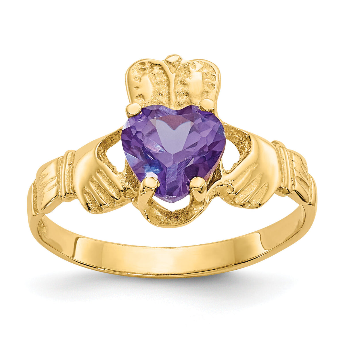 14k June CZ Birthstone Claddagh Ring-R492