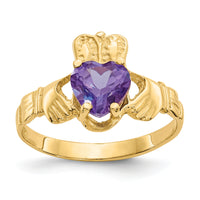 14k June CZ Birthstone Claddagh Ring-R492