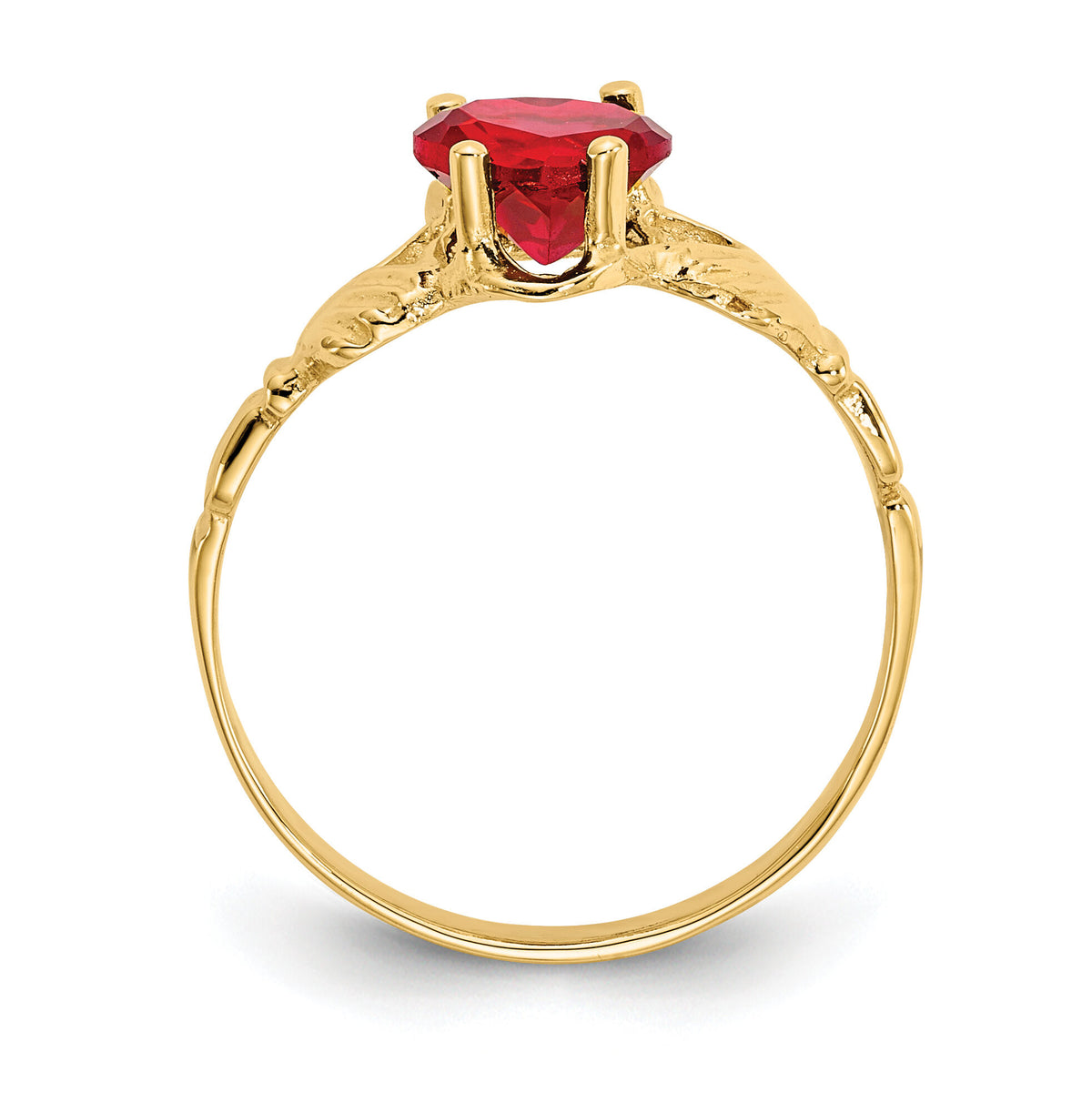 14k July CZ Birthstone Claddagh Ring-R493