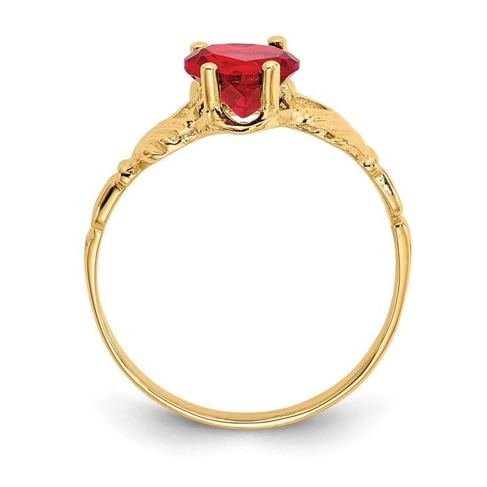 14k July CZ Birthstone Claddagh Ring-R493