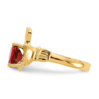 14k July CZ Birthstone Claddagh Ring-R493