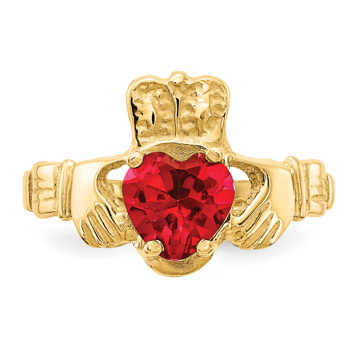 14k July CZ Birthstone Claddagh Ring-R493