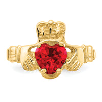 14k July CZ Birthstone Claddagh Ring-R493