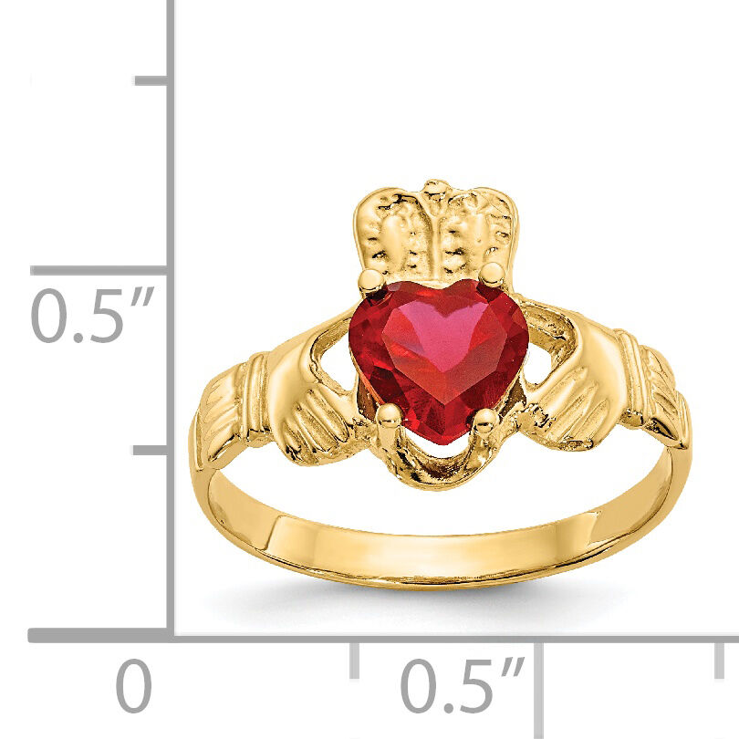 14k July CZ Birthstone Claddagh Ring-R493