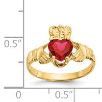 14k July CZ Birthstone Claddagh Ring-R493