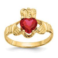 14k July CZ Birthstone Claddagh Ring-R493