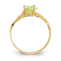 14k August CZ Birthstone Claddagh Ring-R494