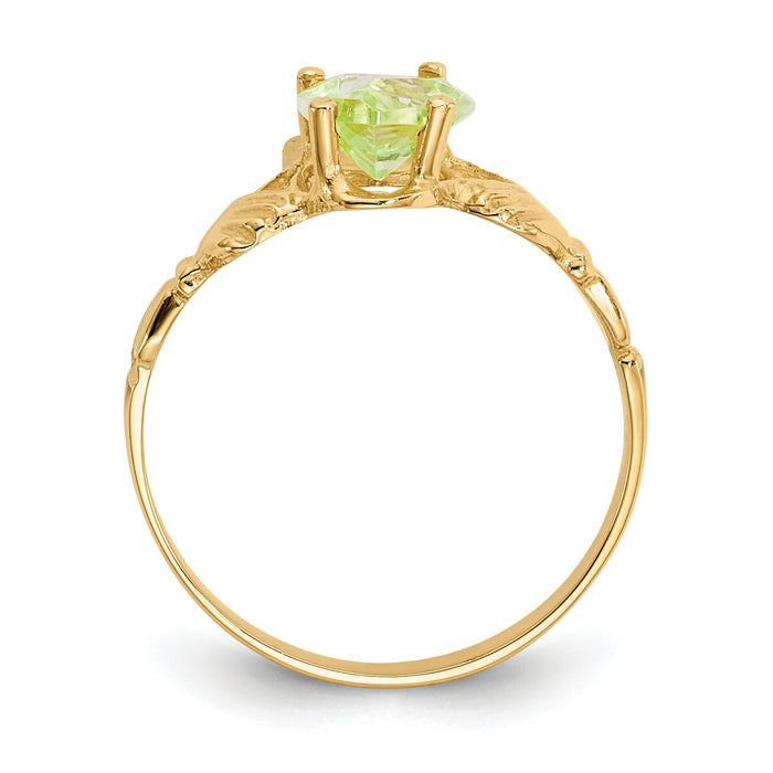 14k August CZ Birthstone Claddagh Ring-R494