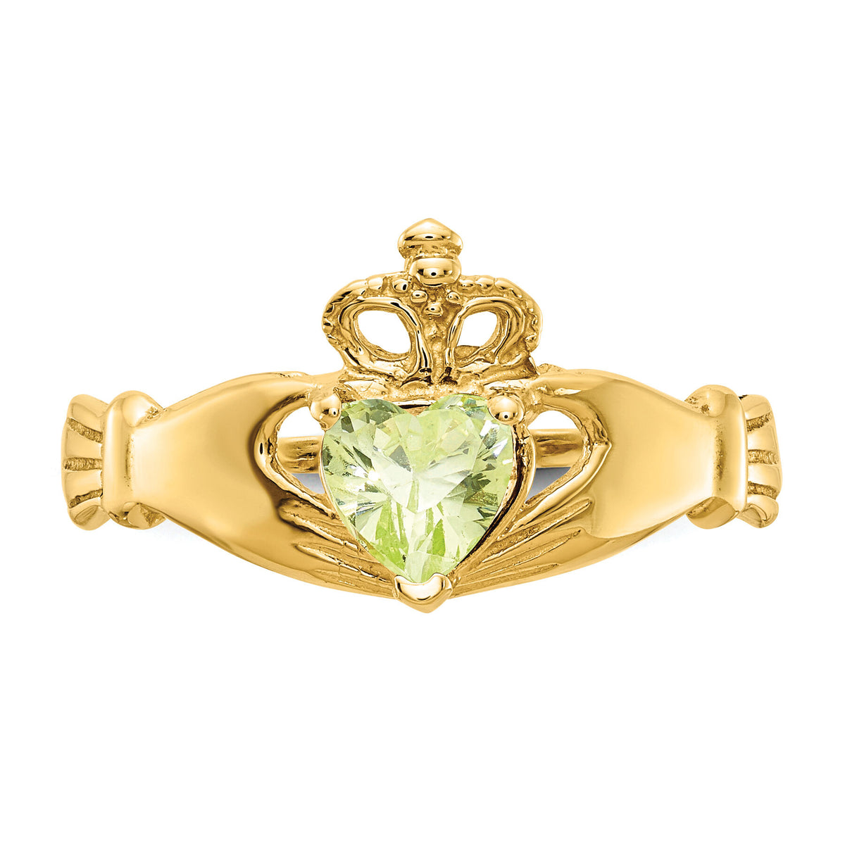 14k August CZ Birthstone Claddagh Ring-R494