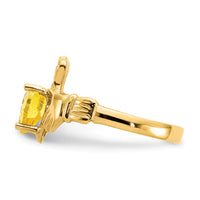 14k November CZ Birthstone Claddagh Ring-R497