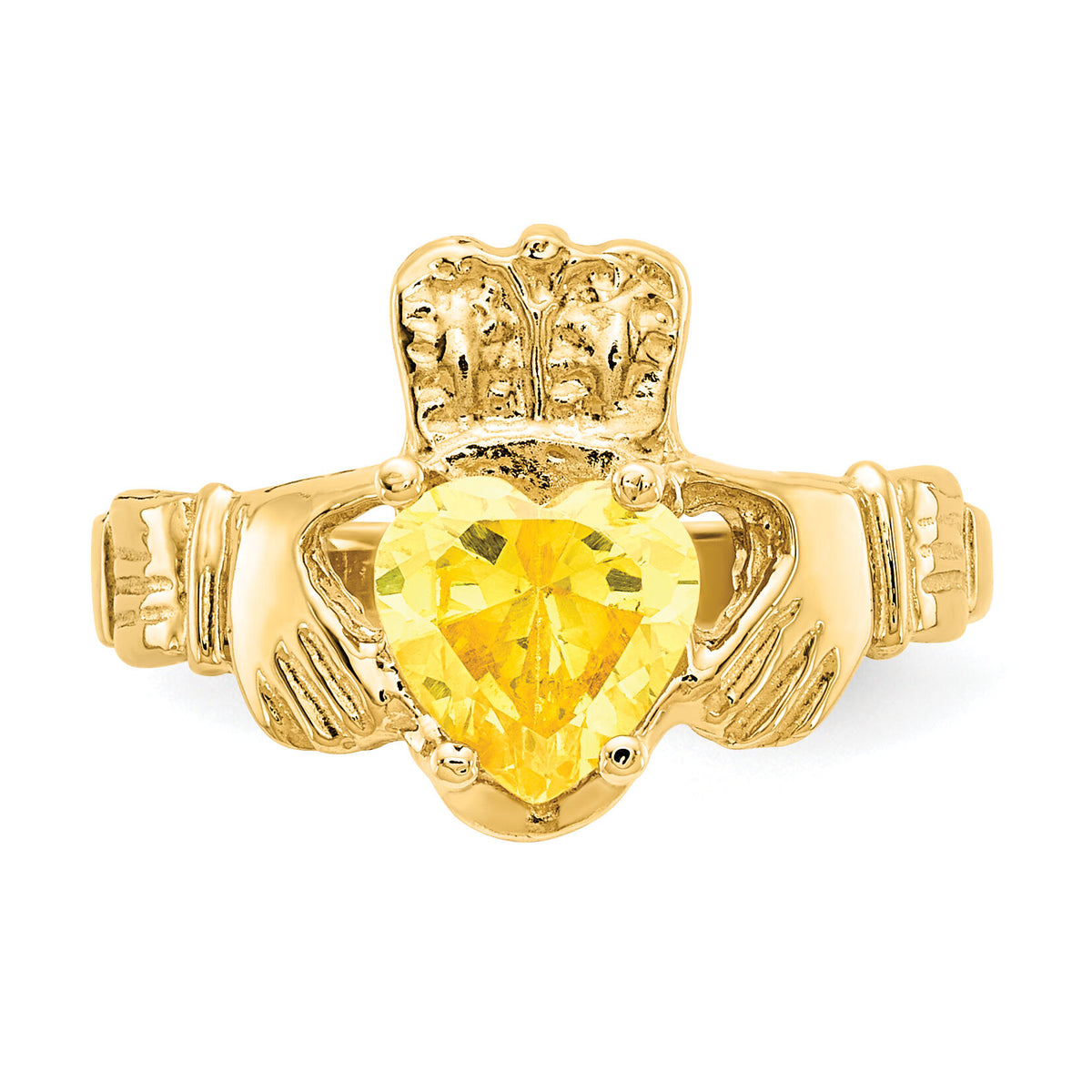 14k November CZ Birthstone Claddagh Ring-R497
