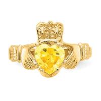 14k November CZ Birthstone Claddagh Ring-R497