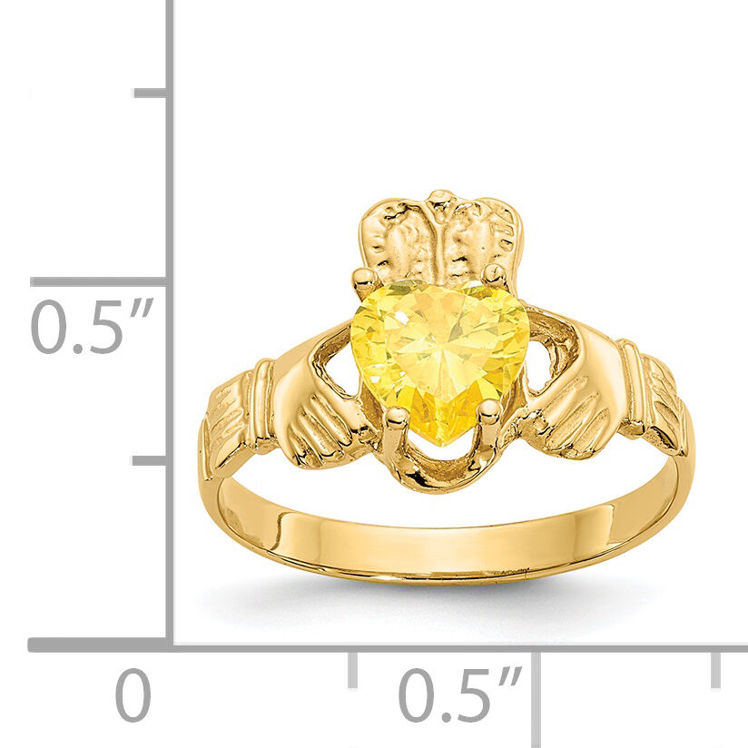 14k November CZ Birthstone Claddagh Ring-R497