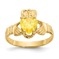 14k November CZ Birthstone Claddagh Ring-R497