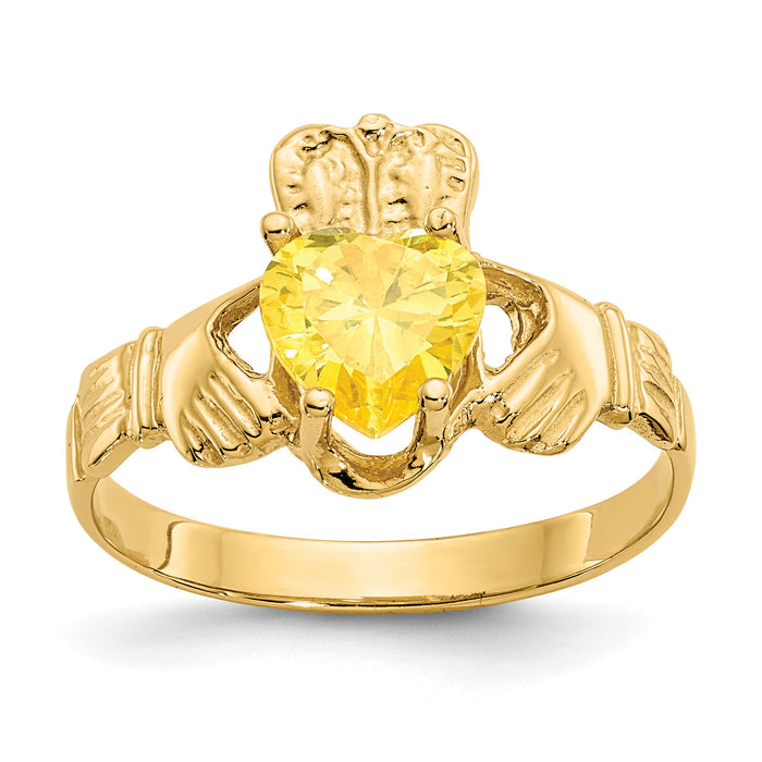 14k November CZ Birthstone Claddagh Ring-R497