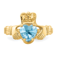 14k December CZ Birthstone Claddagh Ring-R498