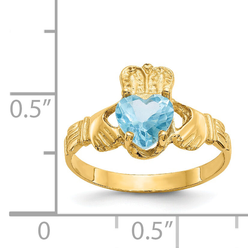 14k December CZ Birthstone Claddagh Ring-R498