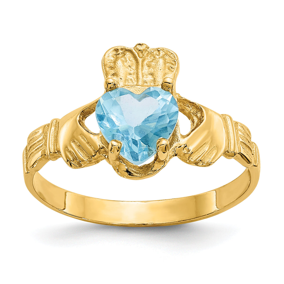 14k December CZ Birthstone Claddagh Ring-R498