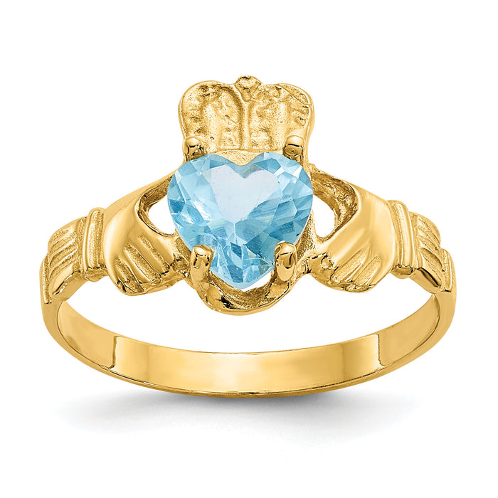 14k December CZ Birthstone Claddagh Ring-R498