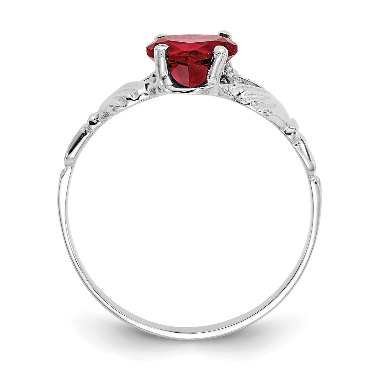 14k White Gold January CZ Birthstone Claddagh Ring-R499