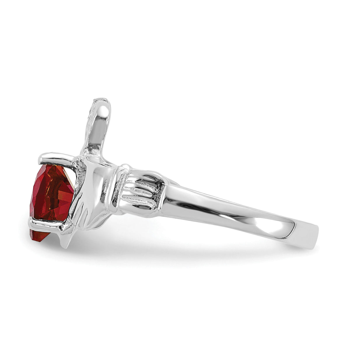 14k White Gold January CZ Birthstone Claddagh Ring-R499