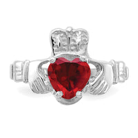 14k White Gold January CZ Birthstone Claddagh Ring-R499