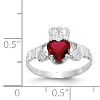 14k White Gold January CZ Birthstone Claddagh Ring-R499