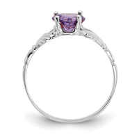 14k White Gold February CZ Birthstone Claddagh Ring-R500