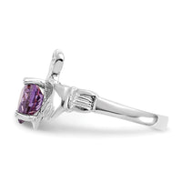 14k White Gold February CZ Birthstone Claddagh Ring-R500