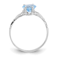14k White Gold March CZ Birthstone Claddagh Ring-R501